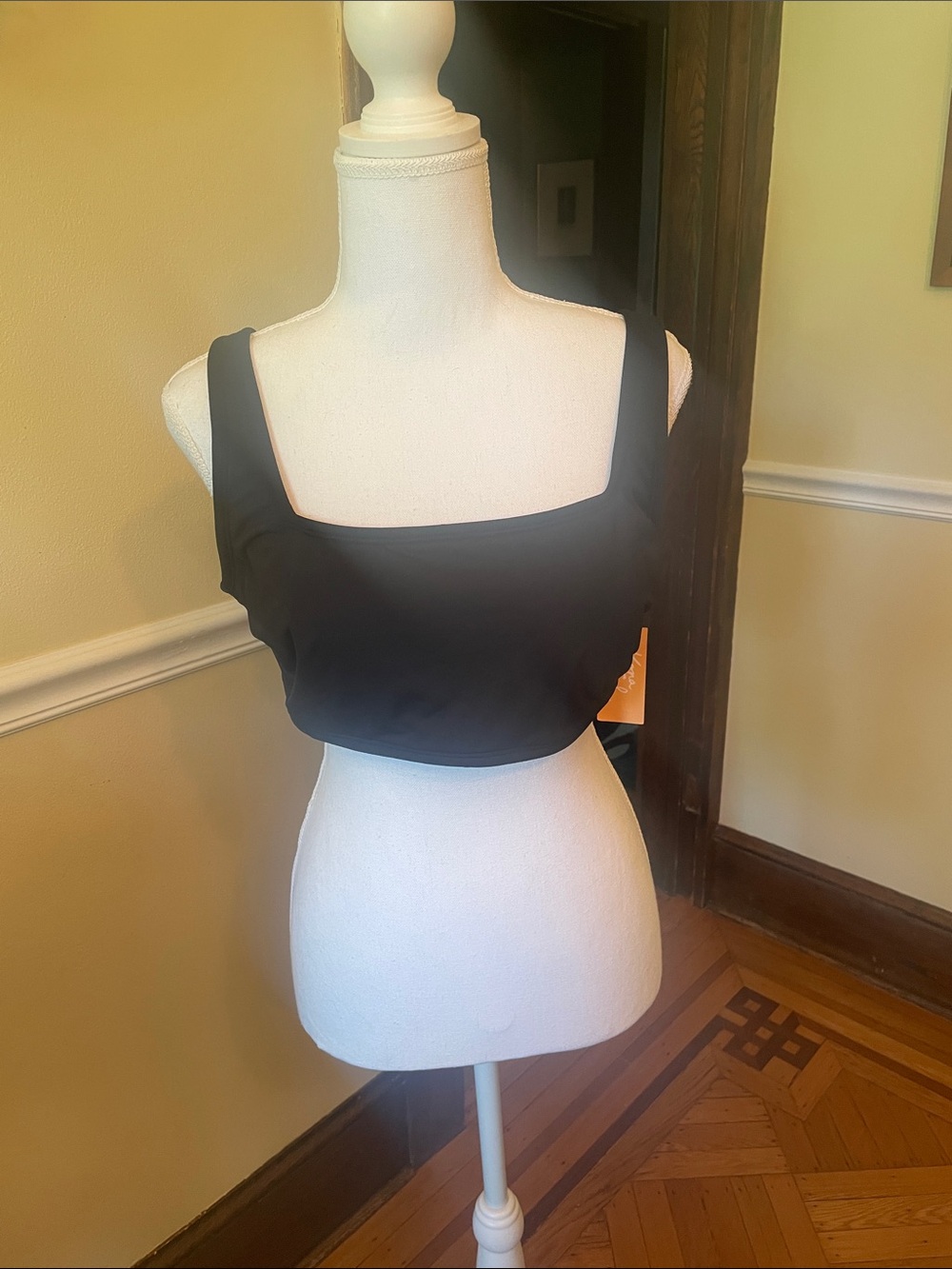Kona Sol Black Square Neck Crop Tank NWT
